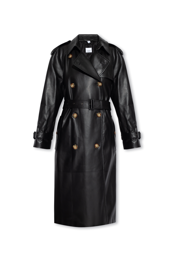 Burberry leather hotsell trench coat women's